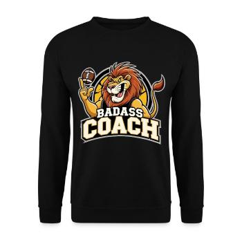 Knallharter Trainer Coach Löwe Football Geschenk - Unisex Pullover - Schwarz - Vorne - Alina (178cm) & Michal (187cm)