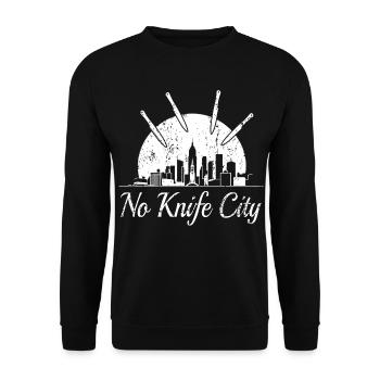 Keine Messer Stadt, - Unisex Pullover - Schwarz - Vorne - Alina (178cm) & Michal (187cm)