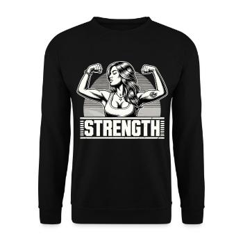 Strength strong woman tenses muscles gift - Unisex Sweatshirt - black - Front - Alina (178cm) & Michal (187cm)