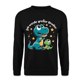 T-Rex Baby Dino Großer Bruder Dinobaby Geschenk - Unisex Pullover - Schwarz - Vorne - Alina (178cm) & Michal (187cm)