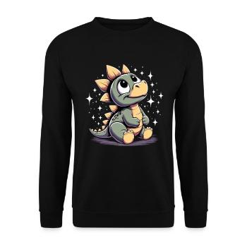 Stegosaurus Stego Baby Babydino Star Gift - Unisex Sweatshirt - black - Front - Alina (178cm) & Michal (187cm)