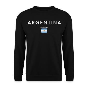 Flagge von Argentinien, Argentinischer Stolz - Unisex Pullover - Schwarz - Vorne - Alina (178cm) & Michal (187cm)
