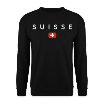 Flagge der Schweiz, Schweizer Stolz - Unisex Pullover - Schwarz - Vorne - Alina (178cm) & Michal (187cm)