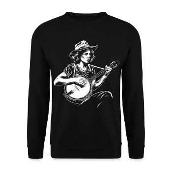 Banjospieler Skizze - Unisex Pullover - Schwarz - Vorne - Alina (178cm) & Michal (187cm)