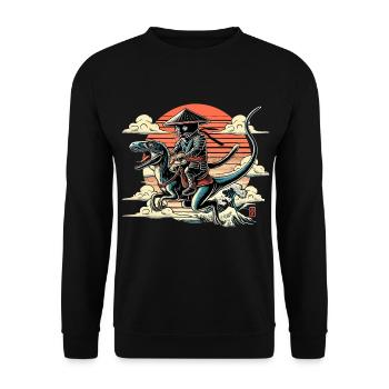 Ninja Cat Raptor Dino Cone Hat Gift - Unisex Sweatshirt - black - Front - Alina (178cm) & Michal (187cm)