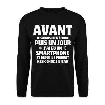 téléphone, sms, téléphone portable - Sweat-shirt Unisexe - noir - Devant - Alina (178cm) & Michal (187cm)