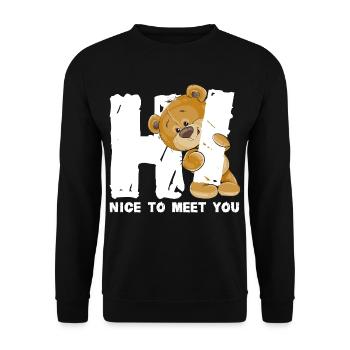 Ours en peluche mignon salutation dicton anglais - Sweat-shirt Unisexe - noir - Devant - Alina (178cm) & Michal (187cm)