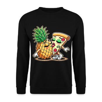 Pizza Hawaii Kiss Love Relationship Funny Gift - Unisex Sweatshirt - black - Front - Alina (178cm) & Michal (187cm)