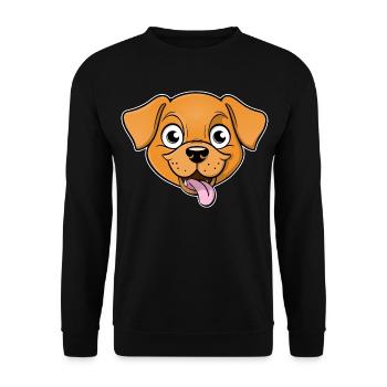 Fröhliches Bild eines Hundekopfes - Unisex Pullover - Schwarz - Vorne - Alina (178cm) & Michal (187cm)
