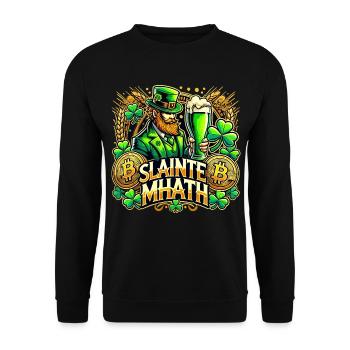 St. Patrick's Day Slainte Mhath Bitcoin Gift - Unisex Sweatshirt - black - Front - Alina (178cm) & Michal (187cm)