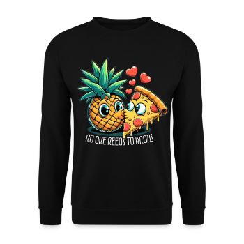 Pizza Hawaii French Kiss Love Funny Gift - Unisex Sweatshirt - black - Front - Alina (178cm) & Michal (187cm)