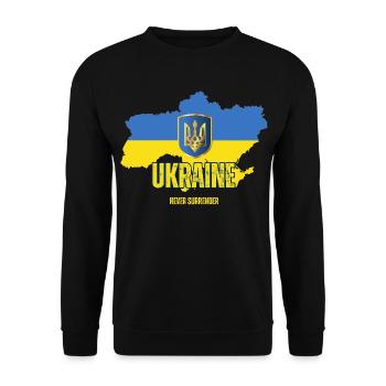 Ukrainische Flagge, Ukrainischer Stolz - Unisex Pullover - Schwarz - Vorne - Alina (178cm) & Michal (187cm)