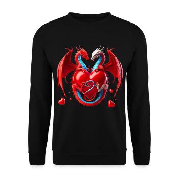 Drachenherz Liebesduett - Unisex Pullover - Schwarz - Vorne - Alina (178cm) & Michal (187cm)