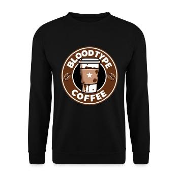 Blutgruppe Kaffee Cartoon Geschenk - Unisex Pullover - Schwarz - Vorne - Alina (178cm) & Michal (187cm)