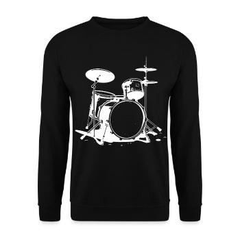 Drumset Zeichnung - Unisex Pullover - Schwarz - Vorne - Alina (178cm) & Michal (187cm)