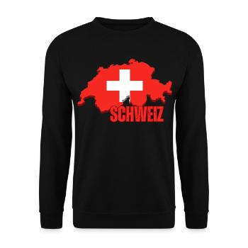 Flagge der Schweiz, Schweizer Stolz - Unisex Pullover - Schwarz - Vorne - Alina (178cm) & Michal (187cm)