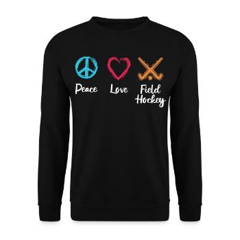 Peace Love Hockey sur gazon - Sweat-shirt Unisexe - noir - Devant - Alina (178cm) & Michal (187cm)