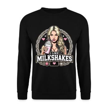Milchshake blonde Frau Blondine Geschenk - Unisex Pullover - Schwarz - Vorne - Alina (178cm) & Michal (187cm)