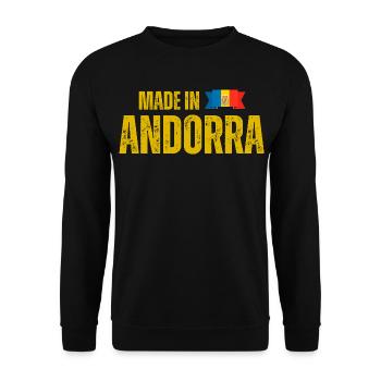 Hergestellt in Andorra, andorranischer Stolz - Unisex Pullover - Schwarz - Vorne - Alina (178cm) & Michal (187cm)