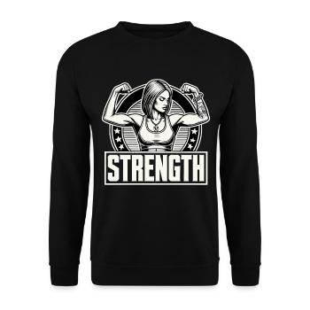 Strength strong woman tenses muscles gift - Unisex Sweatshirt - black - Front - Alina (178cm) & Michal (187cm)