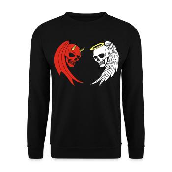 Engel und Dämon Skelett - Unisex Pullover - Schwarz - Vorne - Alina (178cm) & Michal (187cm)