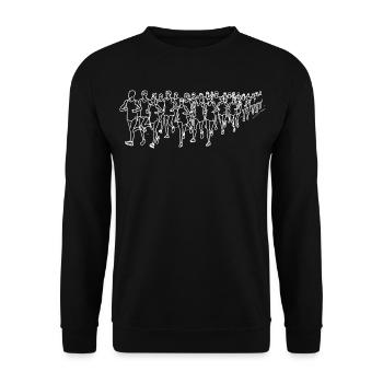 Läufer Strichzeichnung - Unisex Pullover - Schwarz - Vorne - Alina (178cm) & Michal (187cm)