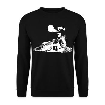 Dampflokomotive - Unisex Pullover - Schwarz - Vorne - Alina (178cm) & Michal (187cm)