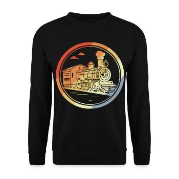 Locomotive Sketch Retro Style - Unisex Sweatshirt - black - Front - Alina (178cm) & Michal (187cm)
