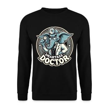Smartass Doctor Elephant Funny Gift - Unisex Sweatshirt - black - Front - Alina (178cm) & Michal (187cm)