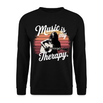 Music is My Therapy clef music fans and - Unisex Sweatshirt - black - Front - Alina (178cm) & Michal (187cm)