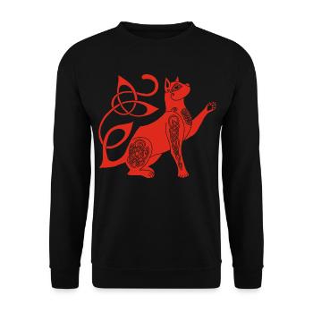 Celtic Red Cat - Unisex Sweatshirt - black - Front - Alina (178cm) & Michal (187cm)
