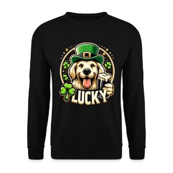 Golden Retriever St Patrick Design - Sweat-shirt Unisexe - noir - Devant - Alina (178cm) & Michal (187cm)