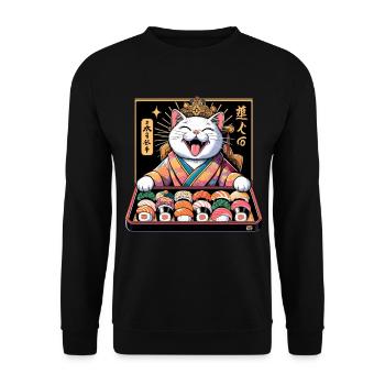 Sushi Chat Blanc Kimono Maki Nigiri Cadeau - Sweat-shirt Unisexe - noir - Devant - Alina (178cm) & Michal (187cm)