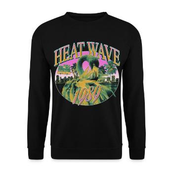 Heat Wave 1989 – Miami Retro Vibes - Unisex Pullover - Schwarz - Vorne - Alina (178cm) & Michal (187cm)
