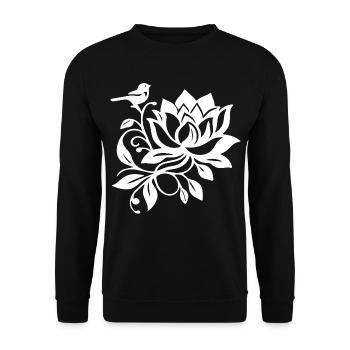 Le lotus blanc et l'oiseau - Sweat-shirt Unisexe - noir - Devant - Alina (178cm) & Michal (187cm)