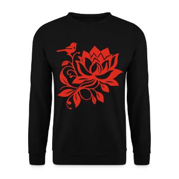 Le lotus rouge et l'oiseau - Sweat-shirt Unisexe - noir - Devant - Alina (178cm) & Michal (187cm)