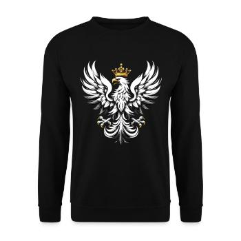 Polska Adler Pole Polin Polen Adler weiß Geschenk - Unisex Pullover - Schwarz - Vorne - Alina (178cm) & Michal (187cm)