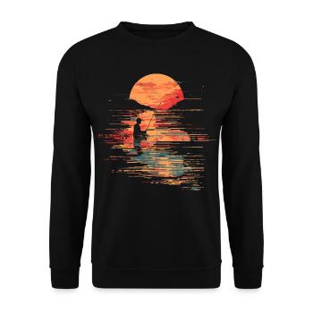 Fischerei Illustration - Unisex Pullover - Schwarz - Vorne - Alina (178cm) & Michal (187cm)