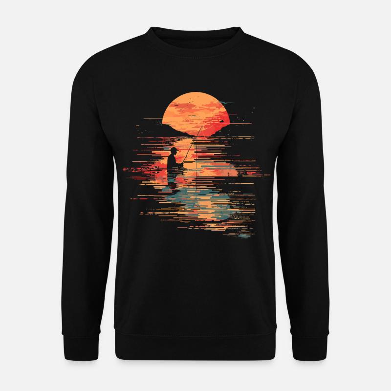 Fischerei Illustration - Unisex Pullover - Schwarz