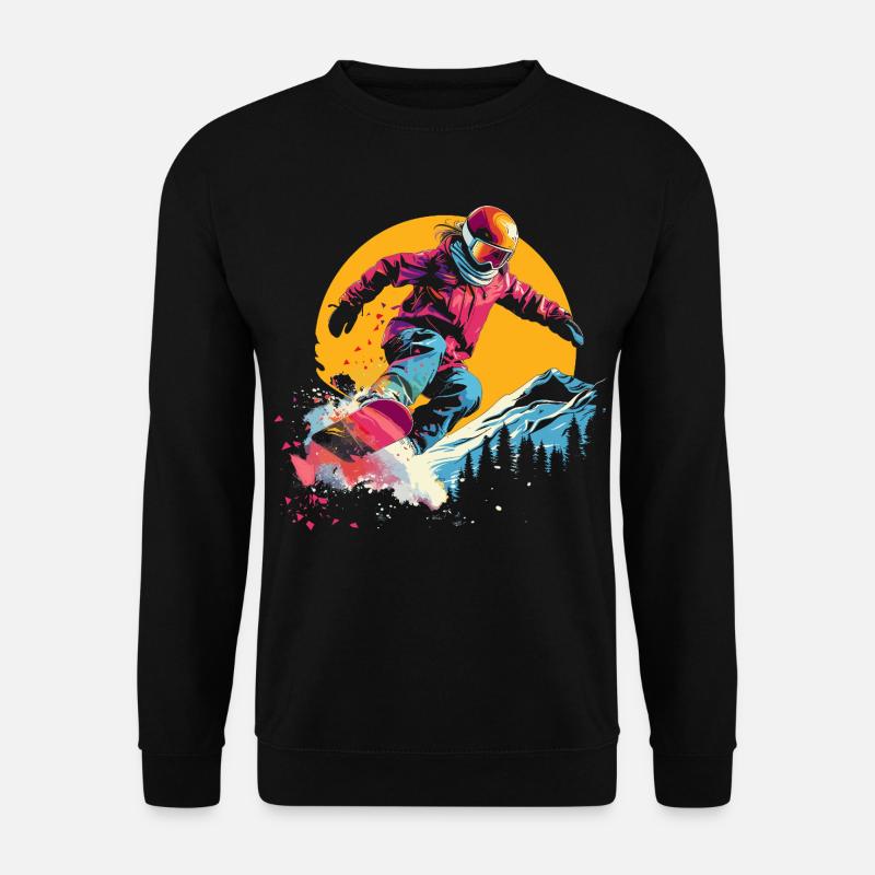 Snowboarder Synthwave - Sweat-shirt Unisexe - noir