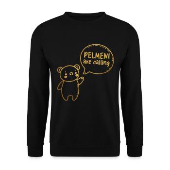 Pelmeni Call Sweet Bear Gold Gift - Unisex Sweatshirt - black - Front - Alina (178cm) & Michal (187cm)