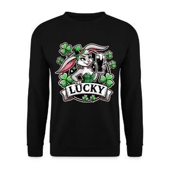 Saint-Patrick Bunny Bunny Bunny Happy - Sweat-shirt Unisexe - noir - Devant - Alina (178cm) & Michal (187cm)