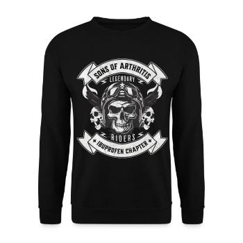 Sons of Arthritis Ibuprofen Chapter Biker - Unisex Pullover - Schwarz - Vorne - Alina (178cm) & Michal (187cm)