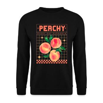 Peachy Euphoria – Retro Fruit Aesthetics - Unisex Sweatshirt - black - Front - Alina (178cm) & Michal (187cm)