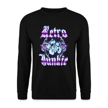 Retro Junkie – 90s Gothic Floral Style - Unisex Sweatshirt - black - Front - Alina (178cm) & Michal (187cm)