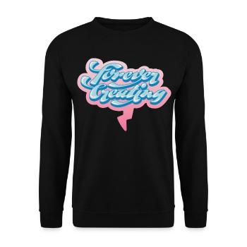 Forever Creating – Künstlerische Typografie - Unisex Pullover - Schwarz - Vorne - Alina (178cm) & Michal (187cm)