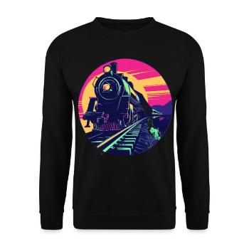 Illustration ferroviaire - Sweat-shirt Unisexe - noir - Devant - Alina (178cm) & Michal (187cm)