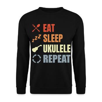 Eat Sleep Ukulele Repeat - Unisex Pullover - Schwarz - Vorne - Alina (178cm) & Michal (187cm)