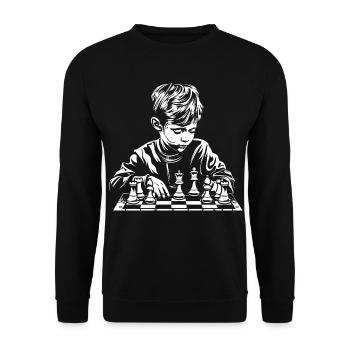Chess Boy Sketch - Unisex Sweatshirt - black - Front - Alina (178cm) & Michal (187cm)