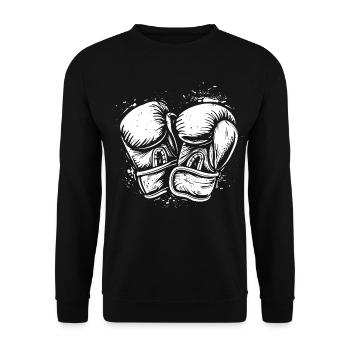 Boxhandschuhe Zeichnung - Unisex Pullover - Schwarz - Vorne - Alina (178cm) & Michal (187cm)